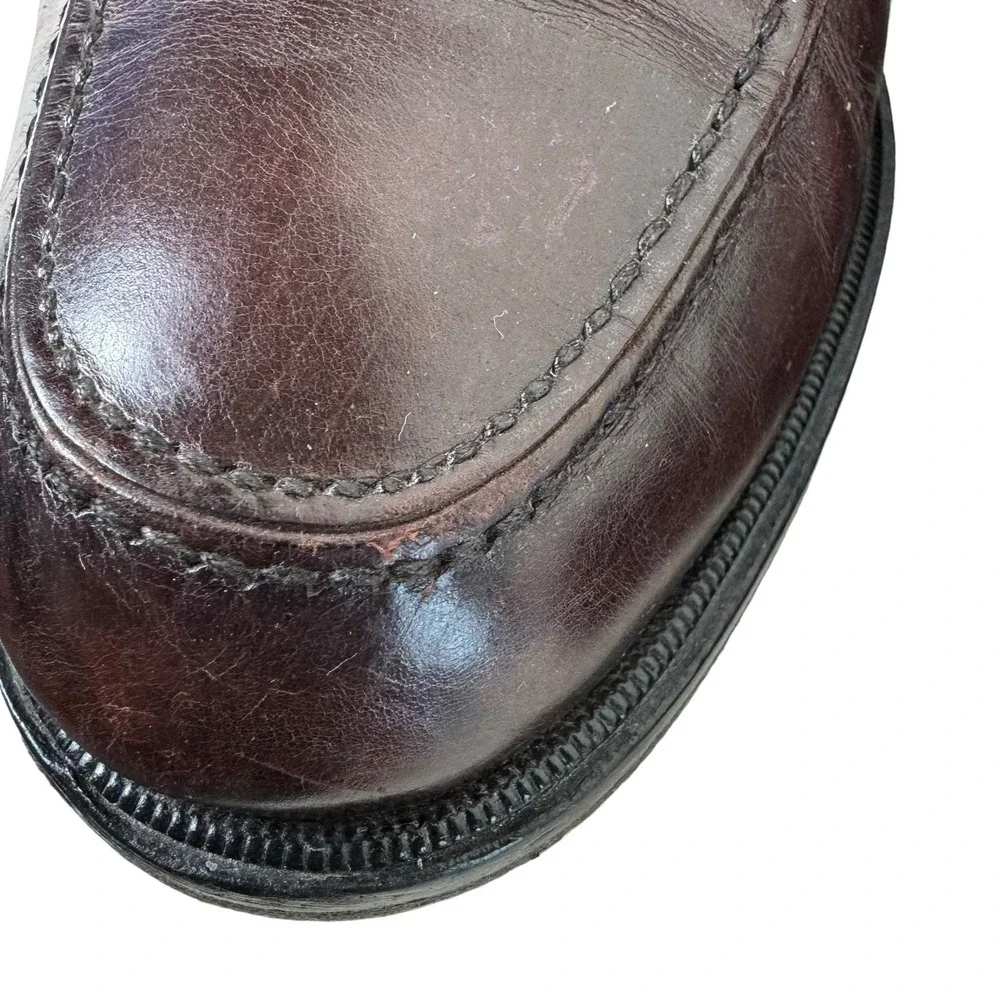Johnston & Murphy Brown Leather Lace Up Almond Toe Dress Shoes Made In Italy 10M